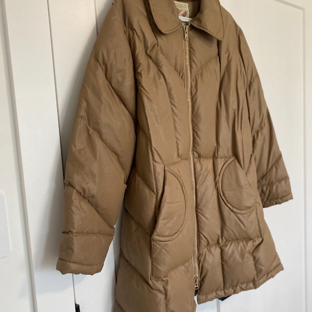 Tan Puffer Long Down‎ Jacket Insulated Coat Women's Plus SIze 18 - Picture 2 of 9
